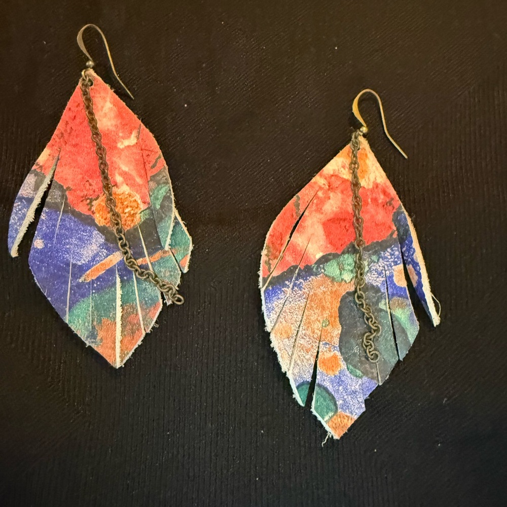 Colorful Leaf leather Earrings
